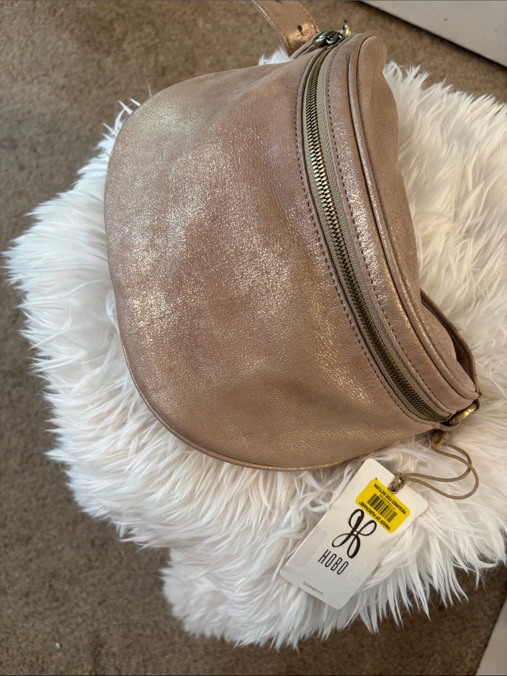 HOBO Metallic Taupe Leather Crossbody Belt Bag - Picture 5 of 10